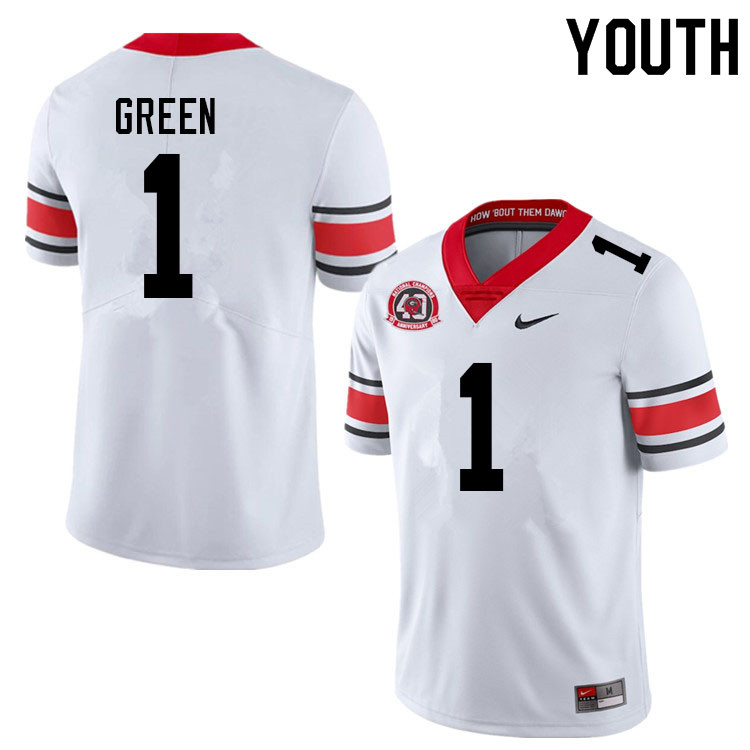 Georgia Bulldogs Youth Nyland Green #1 White 1980 National Champions 40th Anniversary Stitched College UGA Football Jersey 23SC015AK